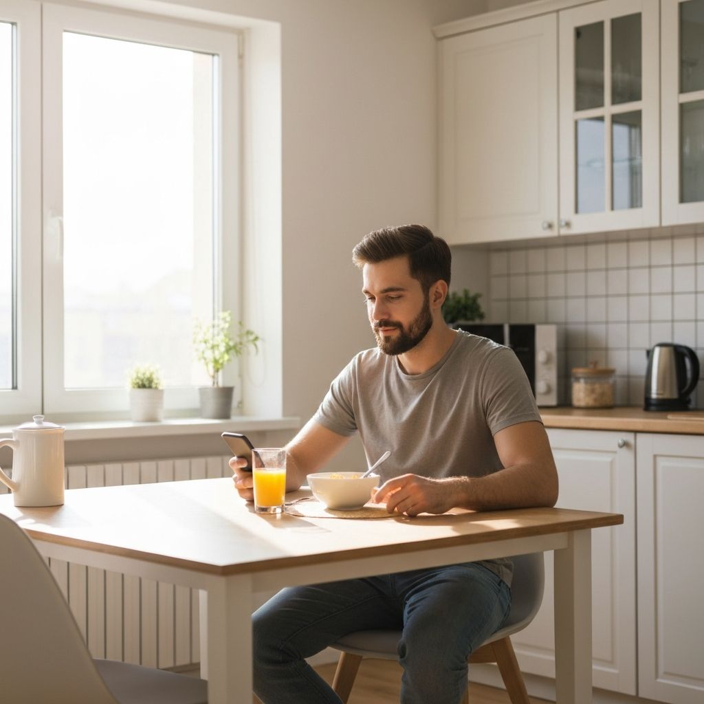 Osoba u dnevnoj rutini - jutarnja priprema i aktivnosti